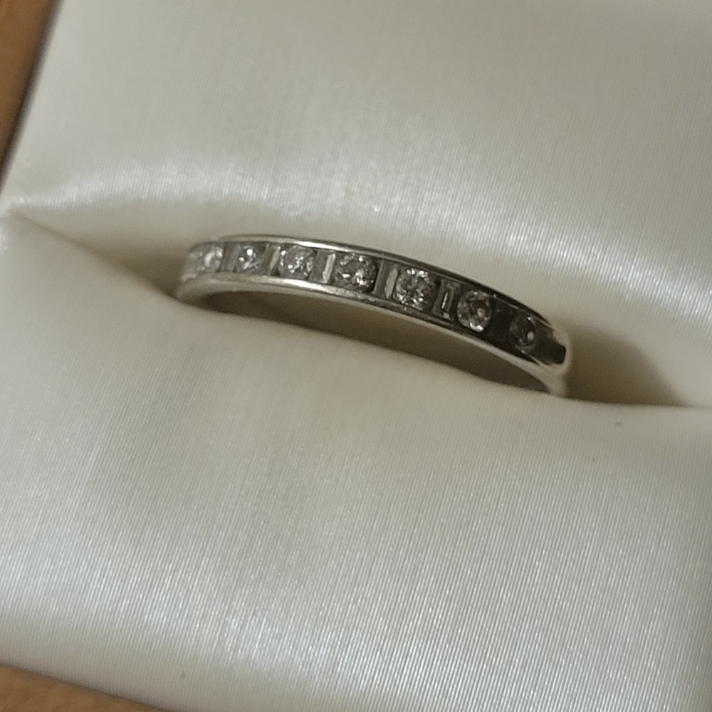 14k White Gold Diamond Half Eternity Wedding Band